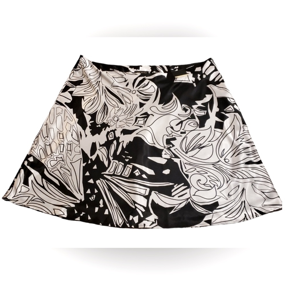 Lane Bryant skirt, black and white abstract floral satin skirt, size 22